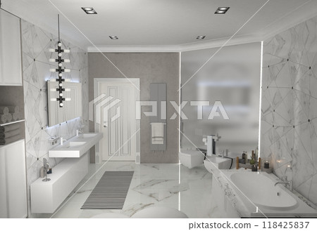 bathroom, interior visualization, 3D illustration bathroom, interior visualization, 3D illustration 118425837