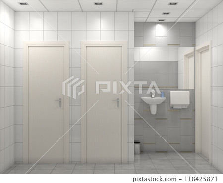 restroom, interior visualization, 3D illustration restroom, interior visualization, 3D illustration 118425871