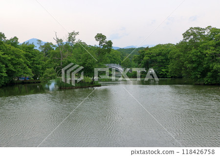 Onuma lake at Onuma Quasi-national park near the town of Nanae on the Oshima Peninsula in Hokkaido. Onuma lake at Onuma Quasi-national park near the town of Nanae on the Oshima Peninsula in Hokkaido. 118426758