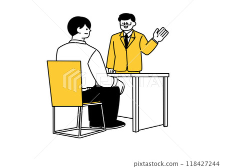 Illustration of a man participating in a seminar Illustration of a man participating in a seminar 118427244