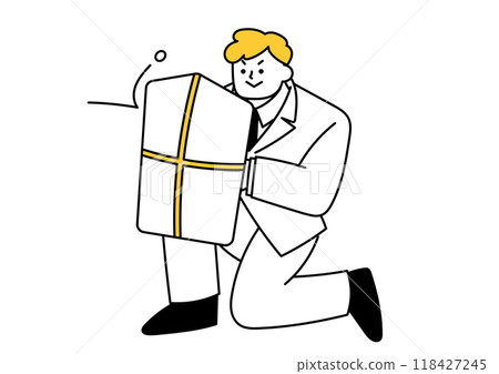 Illustration of a businessman defending with a shield 118427245
