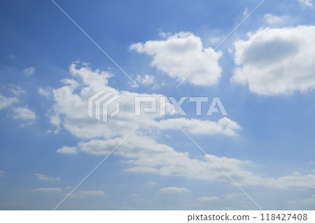 Autumn soft light, blue sky and clouds 118427408