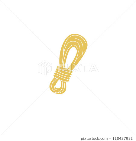 Yellow folded rope. Industrial alpinism. 118427951