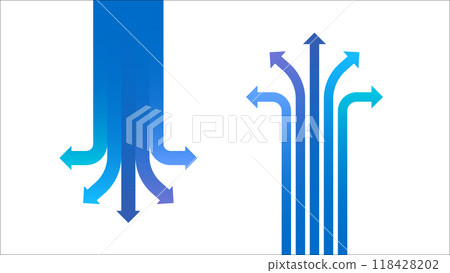 顯示分支和聚合的簡單箭頭向量設計 118428202