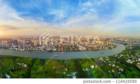 Panorama of Ho chi minh city in Vietnam. 118428590