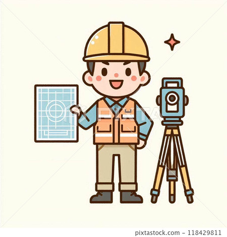 A man in work clothes surveying 118429811