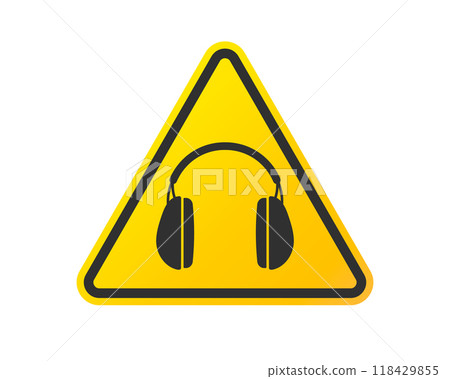 Hearing protection ear muffs icon. Ear safety sign, protective headphones symbol. Vector illustration image.  118429855