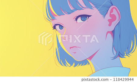 Animation illustration: A girl looking back 118429944