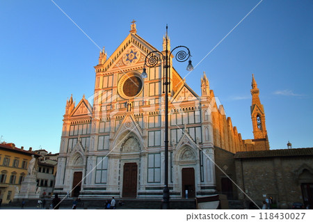Southern Europe, Italy, Tuscany, Florence, World Heritage Site, Historical District, Santa Croce Basilica Facade at Dusk Southern Europe, Italy, Tuscany, Florence, World Heritage Site, Historical District, Santa Croce Basilica Facade at Dusk 118430027