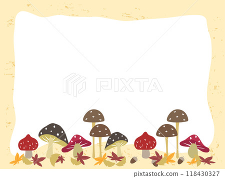 Cute autumn frame with hand-drawn mushrooms Cute autumn frame with hand-drawn mushrooms 118430327