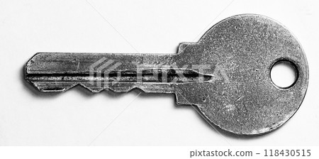old metal key isolated on white background, high resolution photo old metal key isolated on white background, high resolution photo 118430515