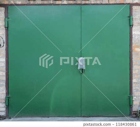 old metal warehouse door, hangar old metal warehouse door, hangar 118430861