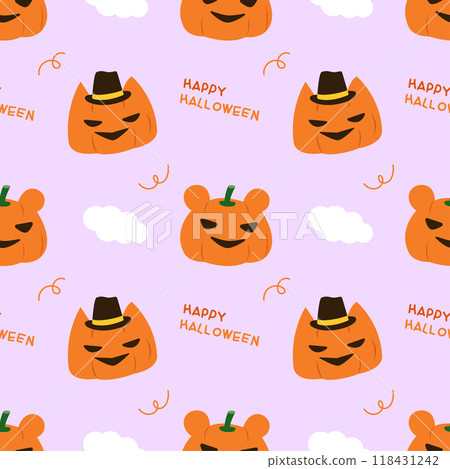 Halloween cartoon seamless pattern background. Trick or Treat for wrapping and wallpaper 118431242