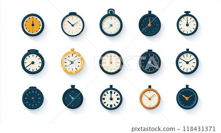 Simple and modern clock icon set Simple and modern clock icon set 118431371