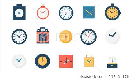 Minimal design modern clock icon set 118431376