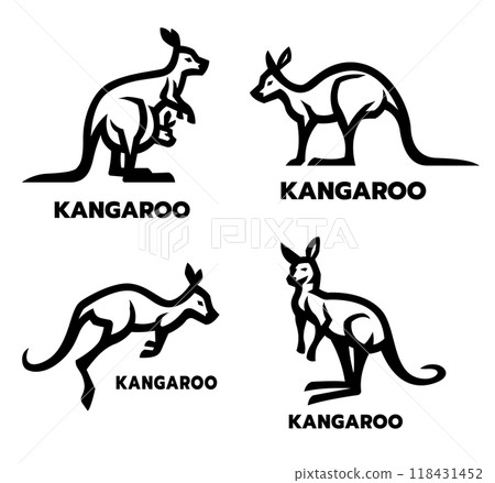 Set of kangaroo logos. Set of kangaroo logos. 118431452