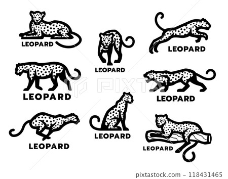 A set of wildcat logos. Leopard, jaguar, cheetah. A set of wildcat logos. Leopard, jaguar, cheetah. 118431465