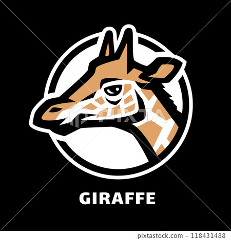 Giraffe head logo, symbol on a dark background. 118431488