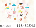 Background images of watercolors that are images of things that can be seen in everyday life. 118431548
