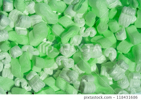 Close-up of Green and White Packing Peanuts Close-up of Green and White Packing Peanuts 118431686