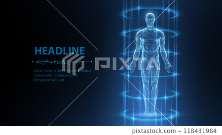 Human body. Abstract vector. Digital anatomy, Medical technology, Muscle structure. 118431984