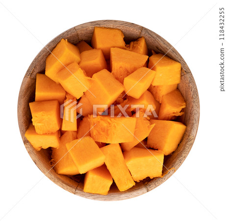 pieces of pumpkin isolated on white 118432255