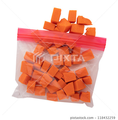pieces of pumpkin isolated on white 118432259