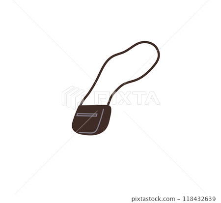 Small brown crossbody bag with long strap. Ideal for fashion, accessories, travel, urban lifestyle, retail. The bag has a minimalistic design, making it perfect for modern usage and practicality 118432639