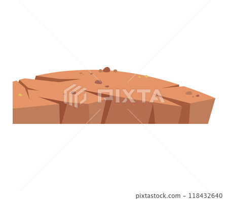 Cracked earth, cracked soil. dry and broken orange soil vector background, island with cracks. Arid clay soil cross section. Underground layer, broken waterless earth land, drought. Climate change 118432640