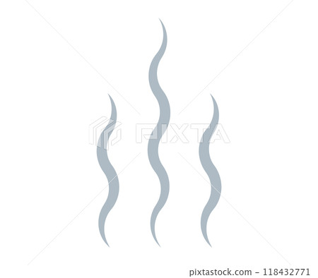 Three wavy gray lines on a white background suggest the motion of heat or steam. Ideal for climate control, sauna, kitchen, weather forecasts, spa themes. Simple design, minimalist style Three wavy gray lines on a white background suggest the motion of heat or steam. Ideal for climate control, sauna, kitchen, weather forecasts, spa themes. Simple design, minimalist style 118432771