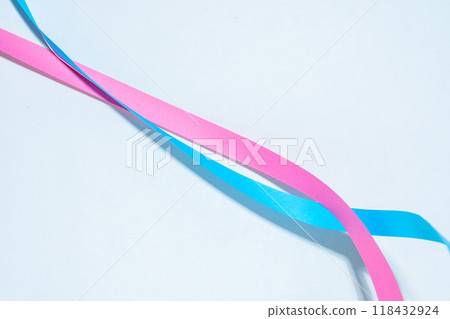 Blue and pink ribbon 118432924