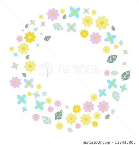 Cute botanical frame with colorful flowers and leaves 118433003