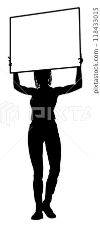Protest Rally March Picket Sign Silhouette Person 118433015
