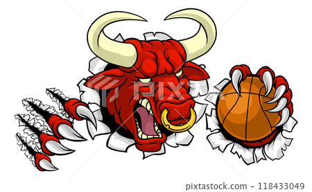 Bull Minotaur Longhorn Cow Basketball Mascot 118433049