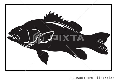 Black and White Barramundi Fish Silhouette Illustration, barramundi fish logo Black and White Barramundi Fish Silhouette Illustration, barramundi fish logo 118433132