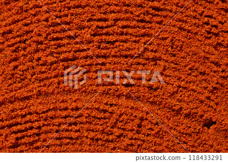 Ground paprika, red terracotta spice background, art in cooking. Ground paprika, red terracotta spice background, art in cooking. 118433291