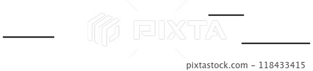 Minimalist design featuring three black horizontal lines arranged on a white background. Ideal for modern art, simplicity in design, graphic presentations, abstract concepts, and contemporary decor. 118433415