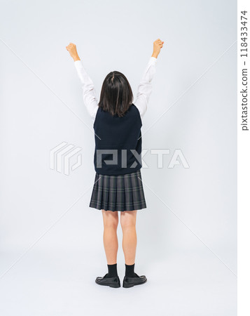 女學生歡呼全身照 女學生歡呼全身照 118433474