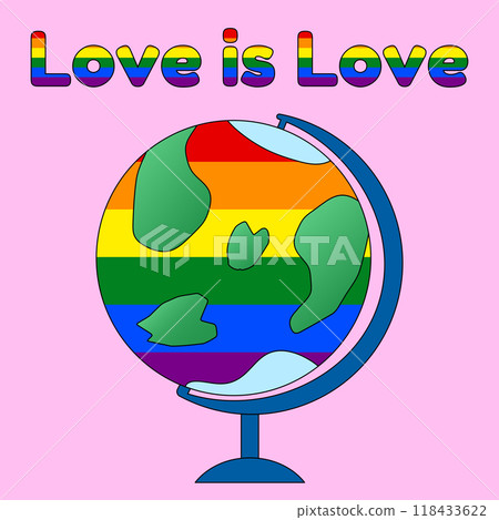 Rainbow World Globe Illustration 118433622