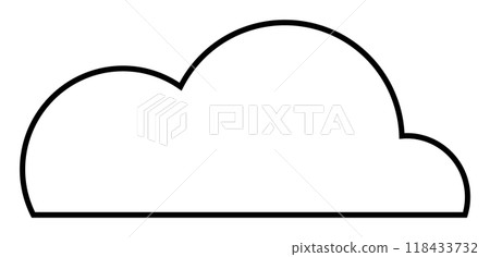 A clean black outline of a cloud against a white background. Ideal for design projects, weather icons, digital illustrations, educational materials, and minimalist art. 118433732