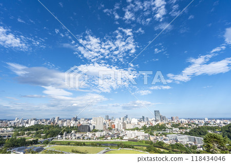 從仙台市青葉區仙台城跡（青葉城）俯瞰仙台市的秋天 118434046