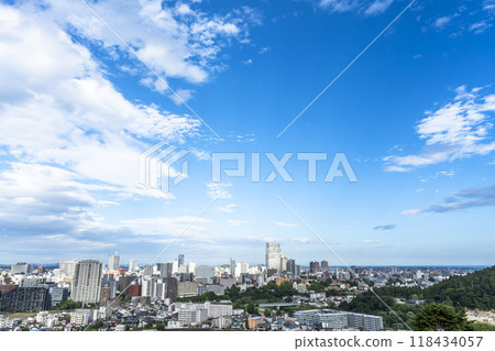 從仙台市青葉區仙台城跡（青葉城）俯瞰仙台市的秋天 118434057