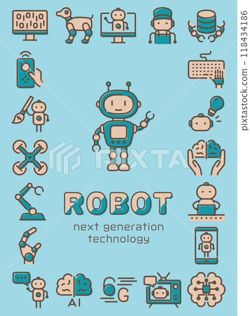 Robot colorful icon set 118434186