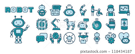 Robot colorful icon set 118434187