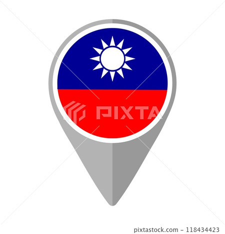 Taiwan Flag on Location Pin	 118434423