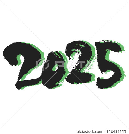 Tasteful 2025 handwritten design with light green shadow 118434555