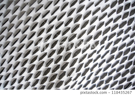 Texture of corrugated white paper for safe transportation, in which the goods brought by the courier delivery service are wrapped, environmental packaging concept. Eco background 118435267