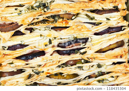 Slice of sweet fig pie 118435304