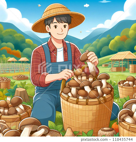 Man picking mushrooms 118435744