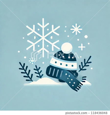 Cute snowman illustration with snowflakes 118436048